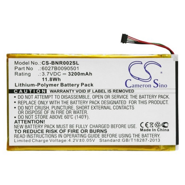 Cameron sino li-polymer akkumulátor, 3.7v, 3200mAh, kompatibilis barnes & noble 6027b0090501 -vel