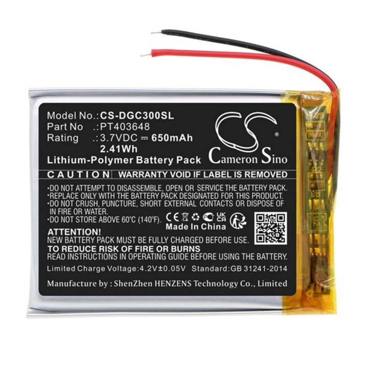 Cameron sino li-polymer akkumulátor, 3.7v, 650mAh, kompatibilis denon pt403648 -vel