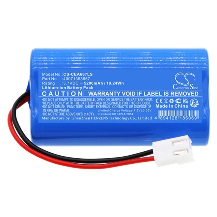 Cameron sino li-ion akkumulátor, 3.7v, 5200mAh, kompatibilis eaton 40071353399 kék-vel
