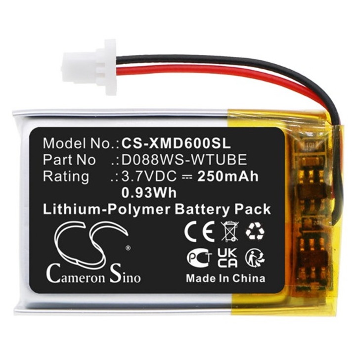 Cameron sino li-polymer akkumulátor, 3, 7v, 250mAh, kompatibilis xp metal detectors d088ws-wtube -vel