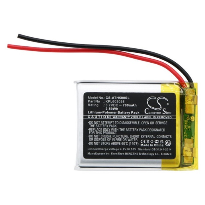 Cameron sino li-polymer akkumulátor, 3, 7v, 700mAh, kompatibilis audio-technica kpl603038 -vel