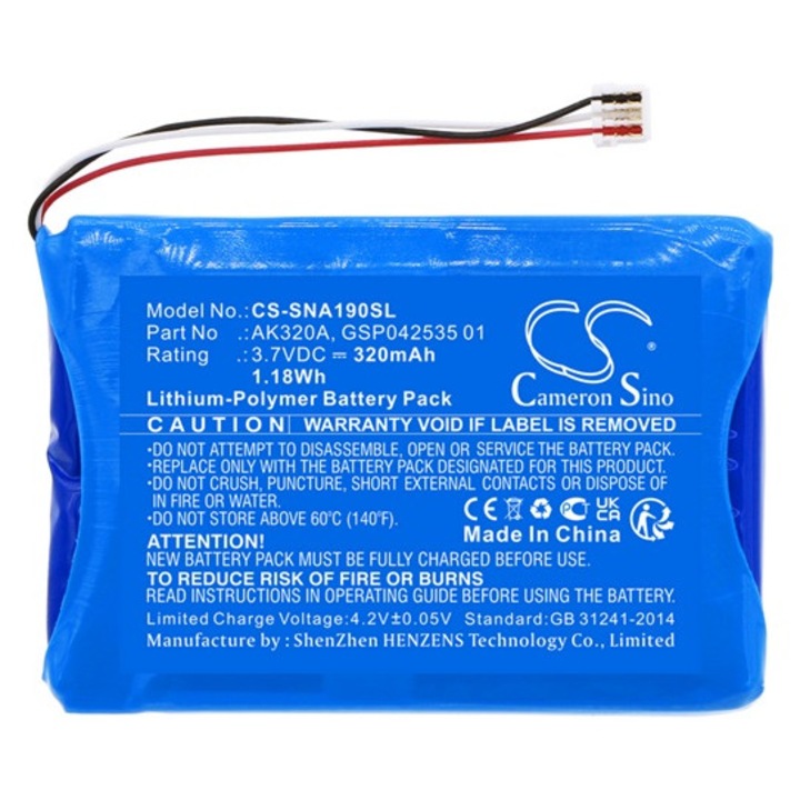 Cameron sino li-polymer akkumulátor, 3, 7v, 320mAh, kompatibilis agfeo ak320a kék-vel