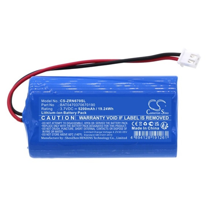 Cameron sino li-ion akkumulátor, 3, 7v, 5200mAh, kompatibilis zafferano bat0470370670190 kék-vel