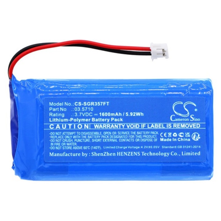 Cameron sino li-polymer akkumulátor, 3, 7v, 1600mAh, kompatibilis scangrip 03.5710 kék-vel