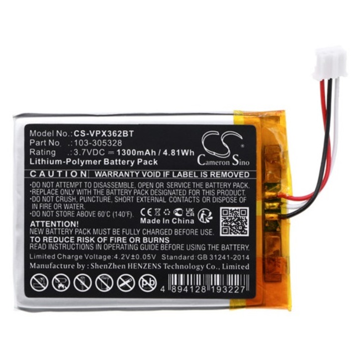 Cameron sino li-polymer akkumulátor, 3, 7v, 1300mAh, kompatibilis visonic 103-305328 -vel