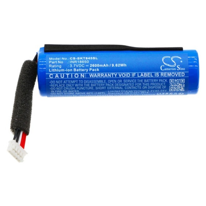 Cameron sino li-ion akkumulátor, 3, 7v, 2600mAh, kompatibilis skullcandy inr18650 kék-vel