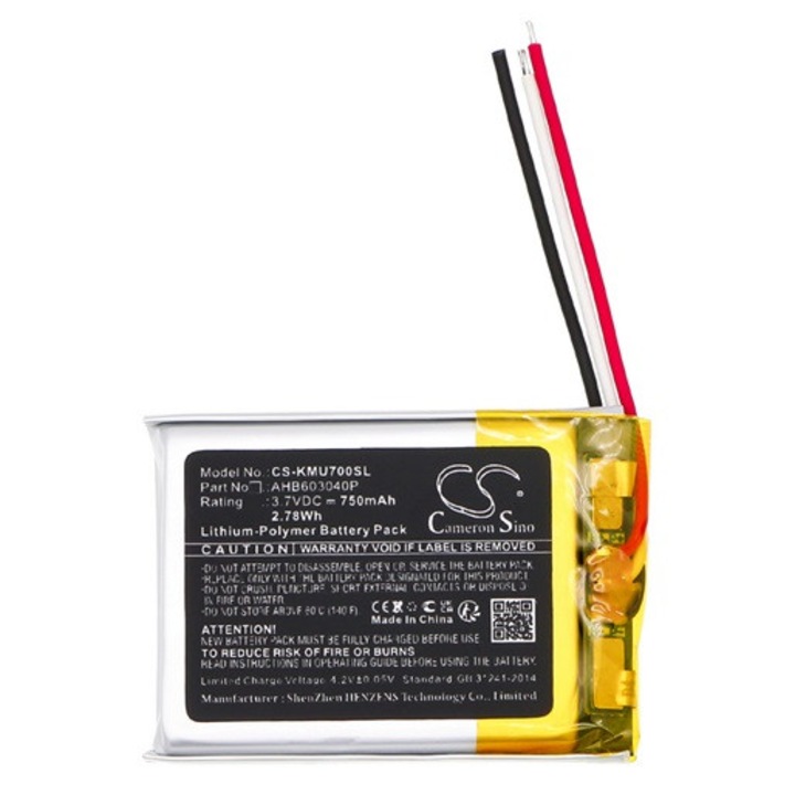 Cameron sino li-polymer akkumulátor, 3.7v, 750mAh, kompatibilis kef ahb603040p -vel