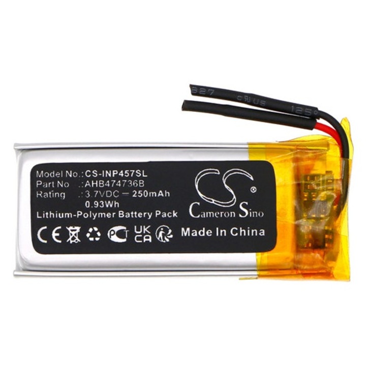 Cameron sino li-polymer akkumulátor, 3.7v, 250mAh, kompatibilis ingenico ahb474736b -vel