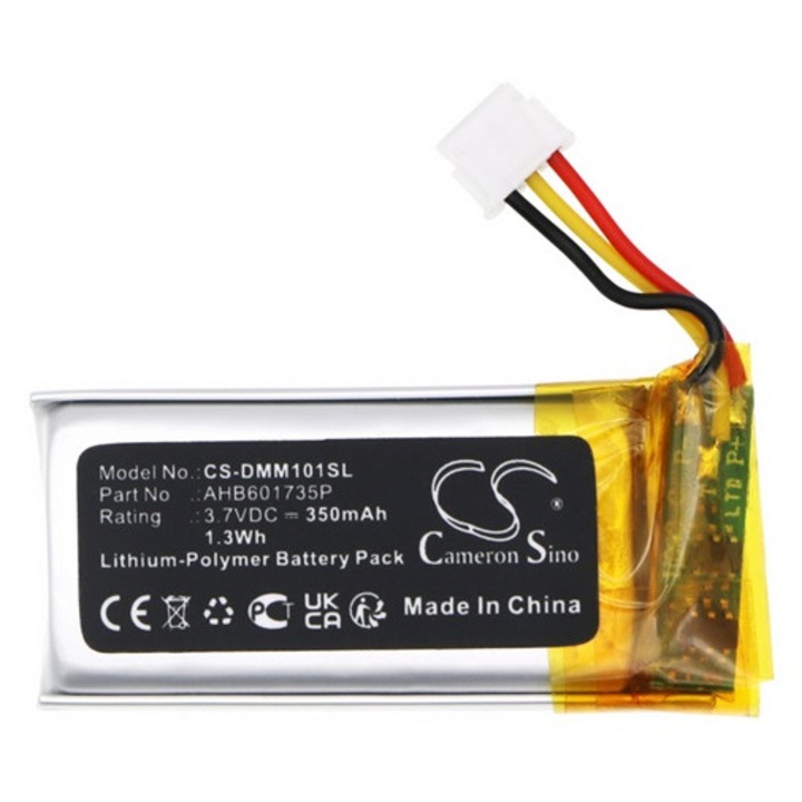 Cameron sino li-polymer akkumulátor, 3.7v, 350mAh, kompatibilis divoom ahb601735p -vel