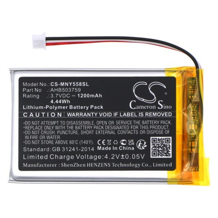 Cameron sino li-polymer akkumulátor, 3.7v, 1200mAh, kompatibilis moonybaby ahb503759 -vel