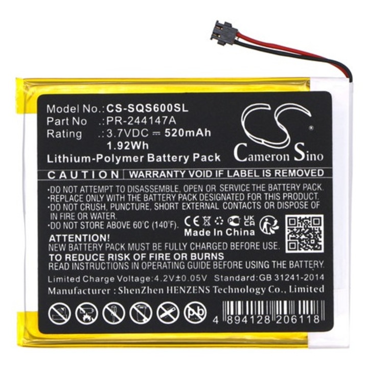 Cameron sino li-polymer akkumulátor, 3.7v, 520mAh, kompatibilis square pr-244147a -vel