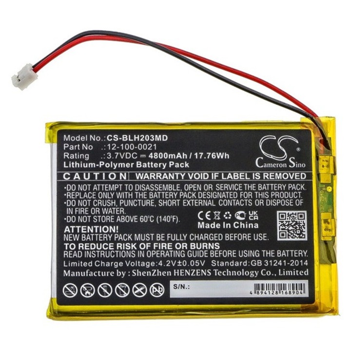 Cameron sino li-polymer akkumulátor, 3.7v, 4800mAh, kompatibilis biolight 12-100-0021 kompatibilis-vel