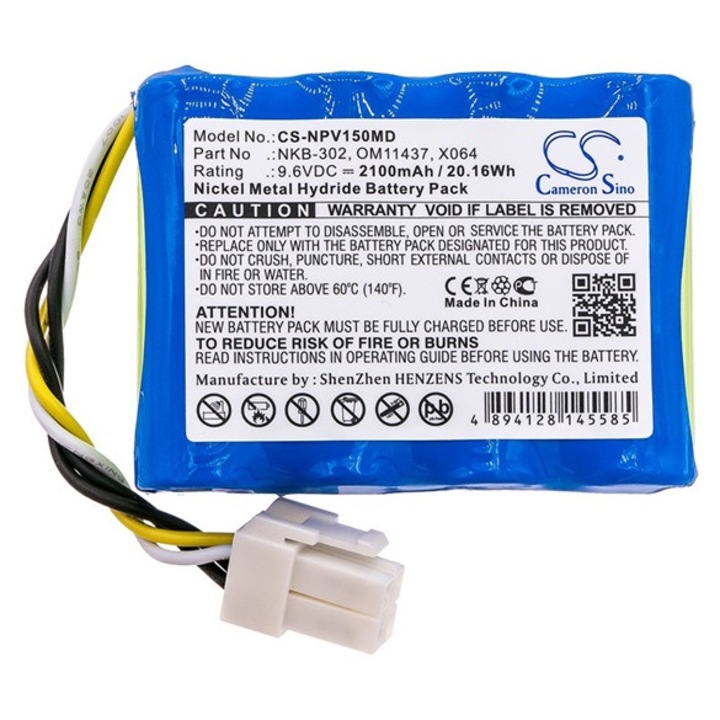 Cameron sino ni-mh akkumulátor, 9.6v, 2100mAh, kompatibilis nihon kohden b11437 kompatibilis-vel