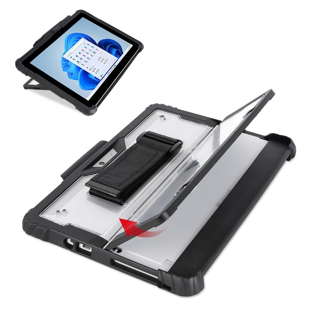 Carcasa blindata HighArmor pentru Microsoft Surface Pro X / 9 / 10 / 11, 13", protectie 3 straturi, ecran integrat, prindere 360°, suport tastatura