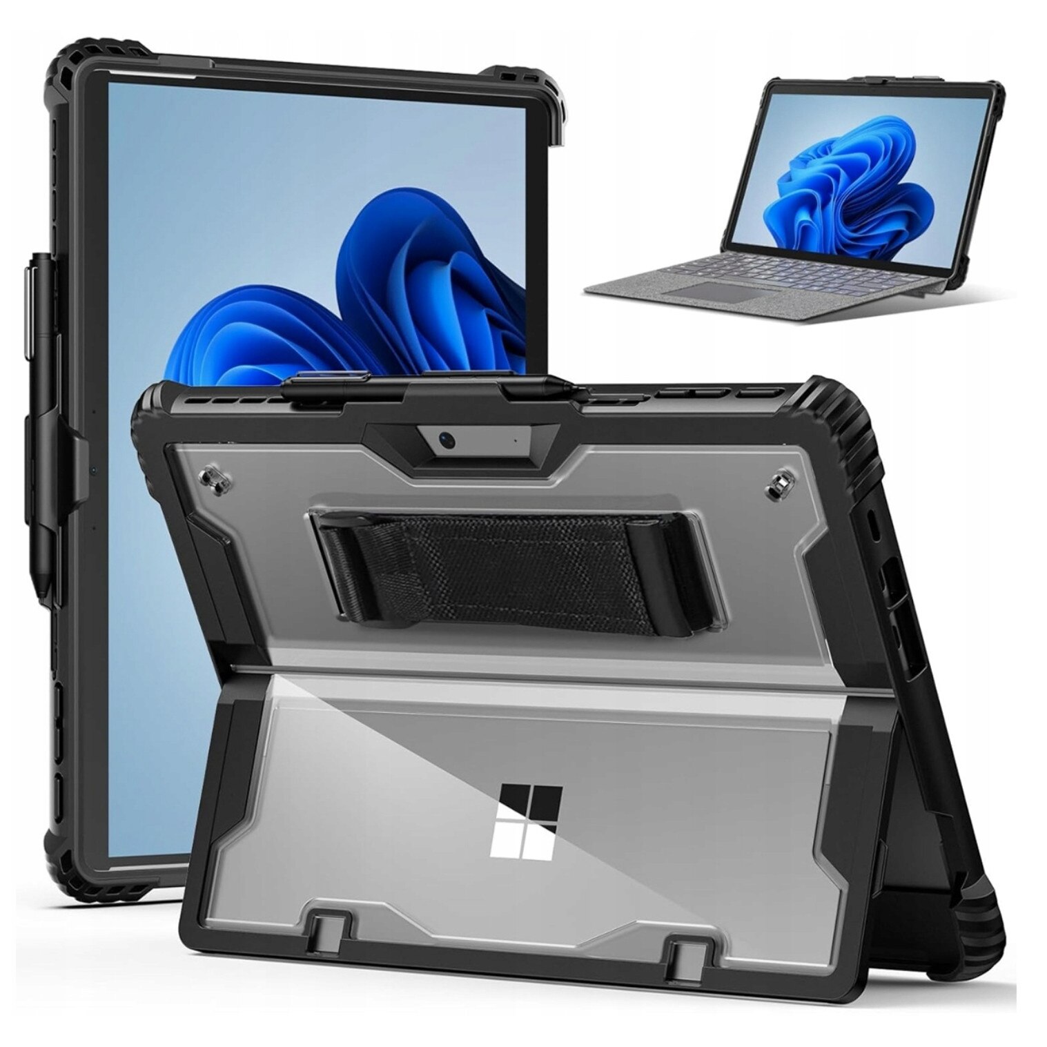 Carcasa blindata HighArmor pentru Microsoft Surface Pro X / 9 / 10 / 11, 13", protectie 3 straturi, ecran integrat, prindere 360°, suport tastatura