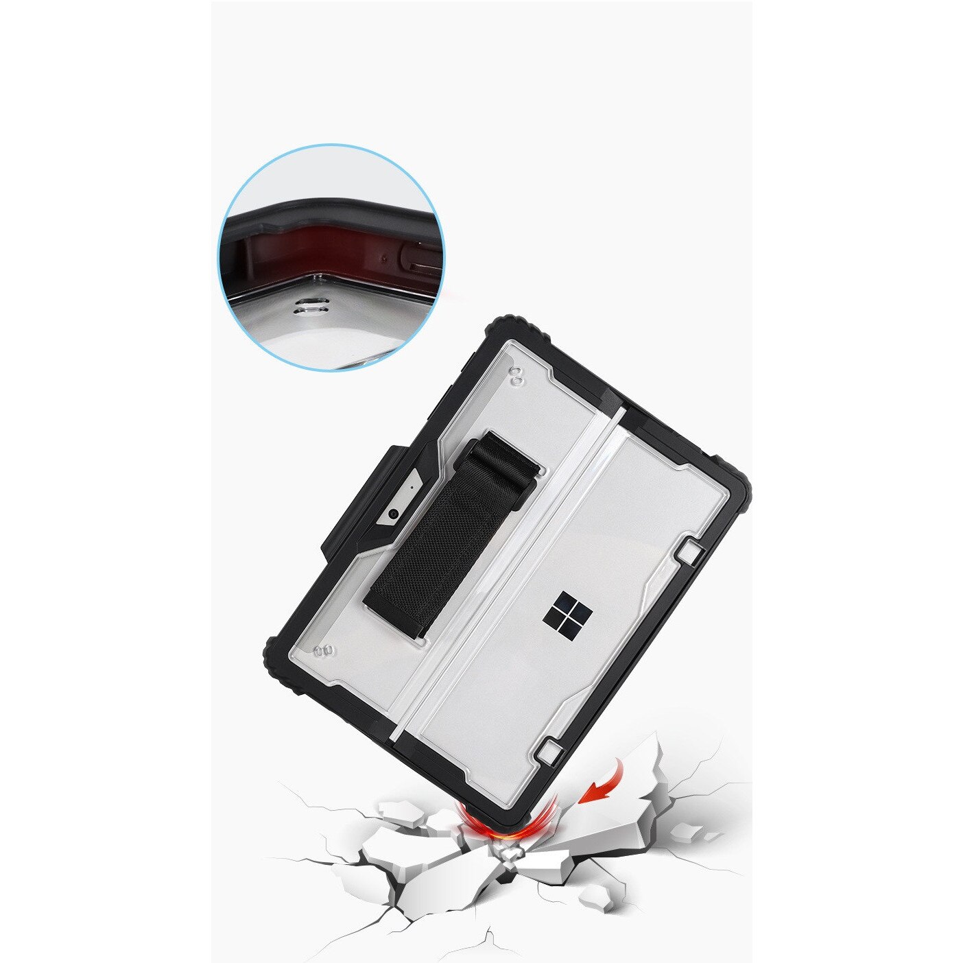 Carcasa blindata HighArmor pentru Microsoft Surface Pro X / 9 / 10 / 11, 13", protectie 3 straturi, ecran integrat, prindere 360°, suport tastatura