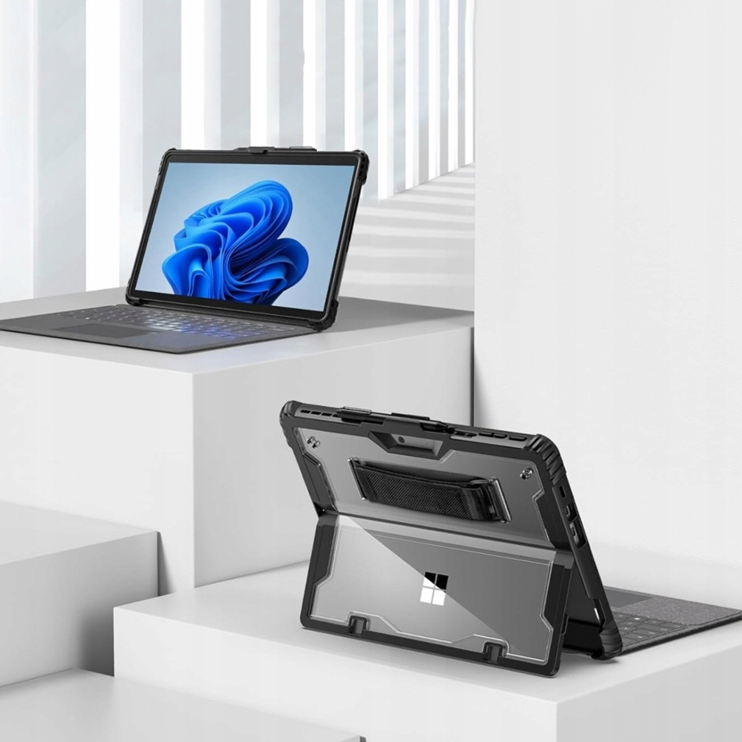 Carcasa blindata HighArmor pentru Microsoft Surface Pro X / 9 / 10 / 11, 13", protectie 3 straturi, ecran integrat, prindere 360°, suport tastatura
