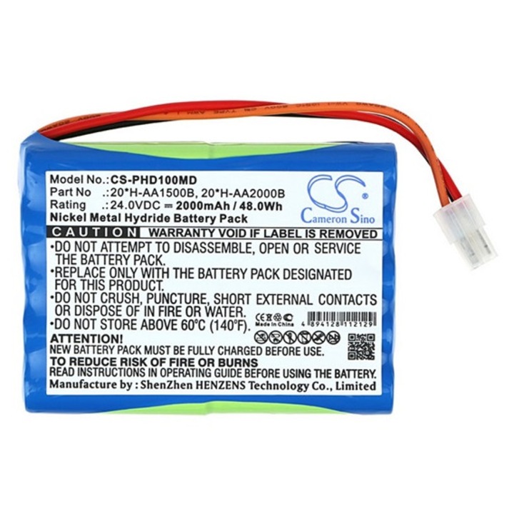 Cameron sino ni-mh akkumulátor, 24.0v, 2000mAh, kompatibilis philips 20*h-aa1500b kompatibilis-vel