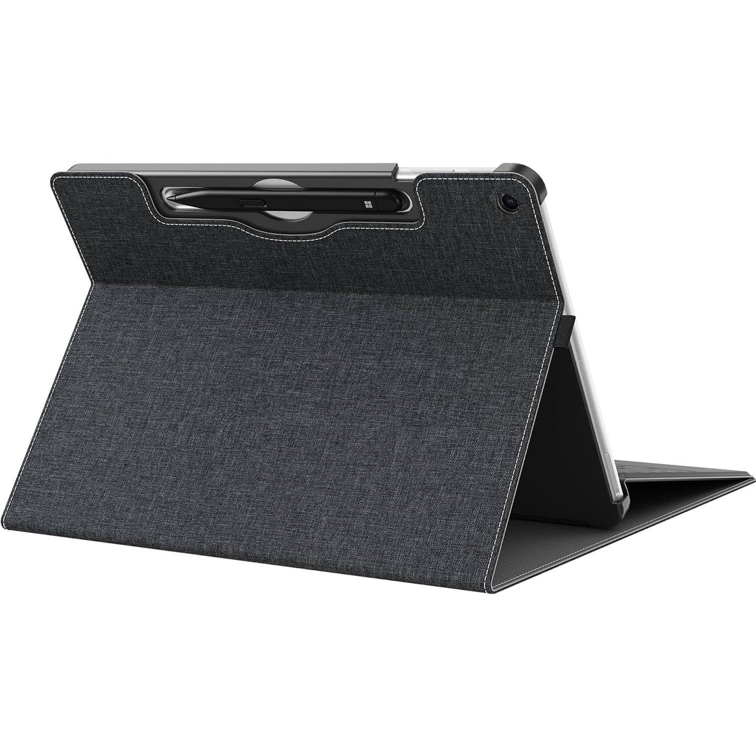 Husa Pentru Tableta compatibila cu Microsoft Surface Pro 12, 12 inch, piele PU, cu tava pentru stilouri, functie automata trezire/sleep, design subtire, rezistent la zgarieturi, Negru