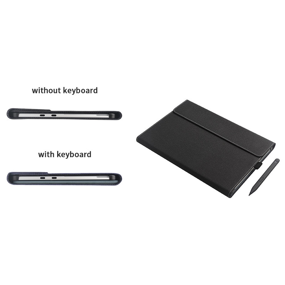 Husa Pentru Tableta compatibila cu Microsoft Surface Pro 12, 12 inch, piele PU, cu tava pentru stilouri, functie automata trezire/sleep, design subtire, rezistent la zgarieturi, Negru
