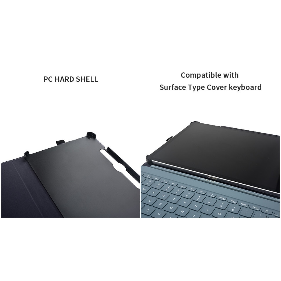 Husa Pentru Tableta compatibila cu Microsoft Surface Pro 12, 12 inch, piele PU, cu tava pentru stilouri, functie automata trezire/sleep, design subtire, rezistent la zgarieturi, Negru