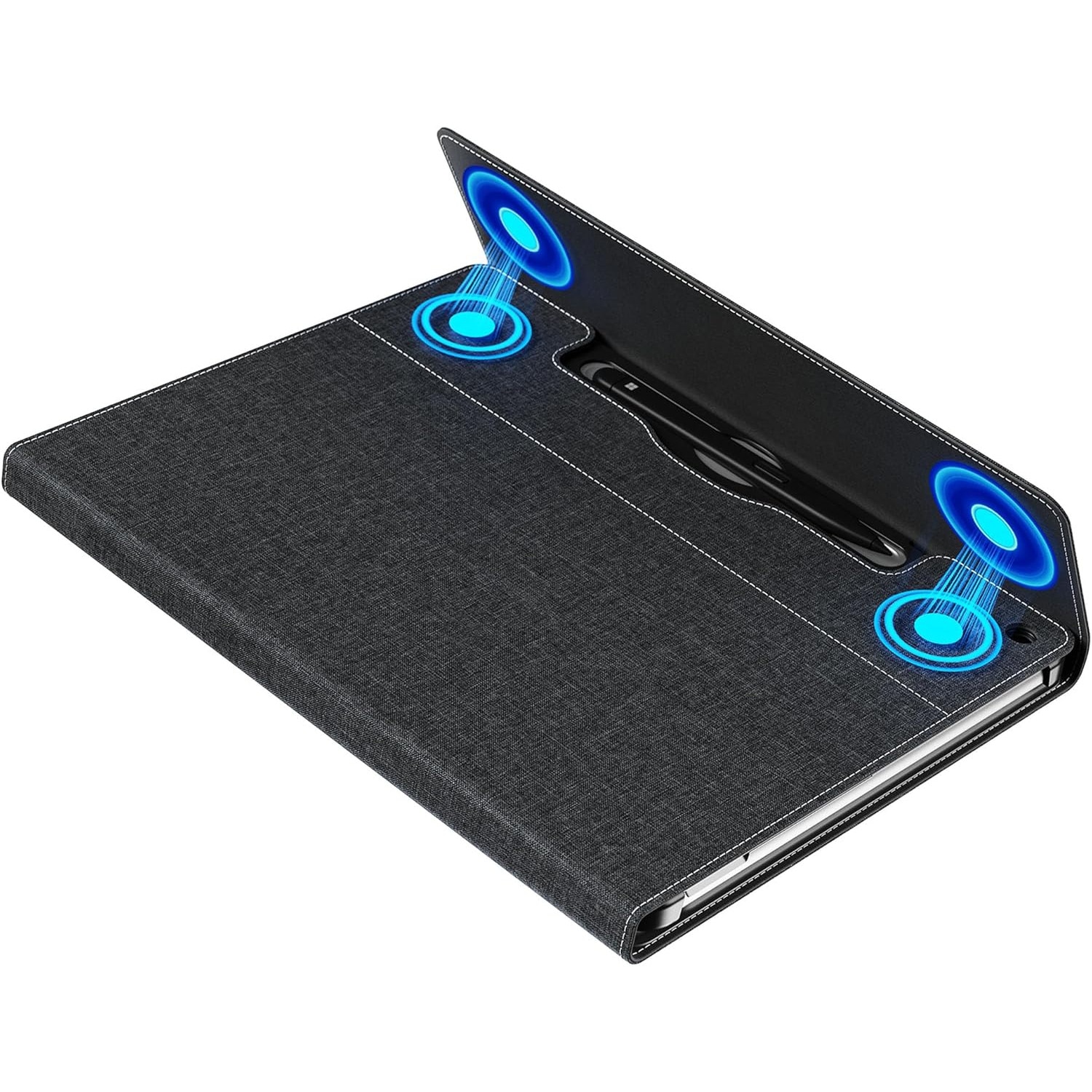 Husa Pentru Tableta compatibila cu Microsoft Surface Pro 12, 12 inch, piele PU, cu tava pentru stilouri, functie automata trezire/sleep, design subtire, rezistent la zgarieturi, Negru