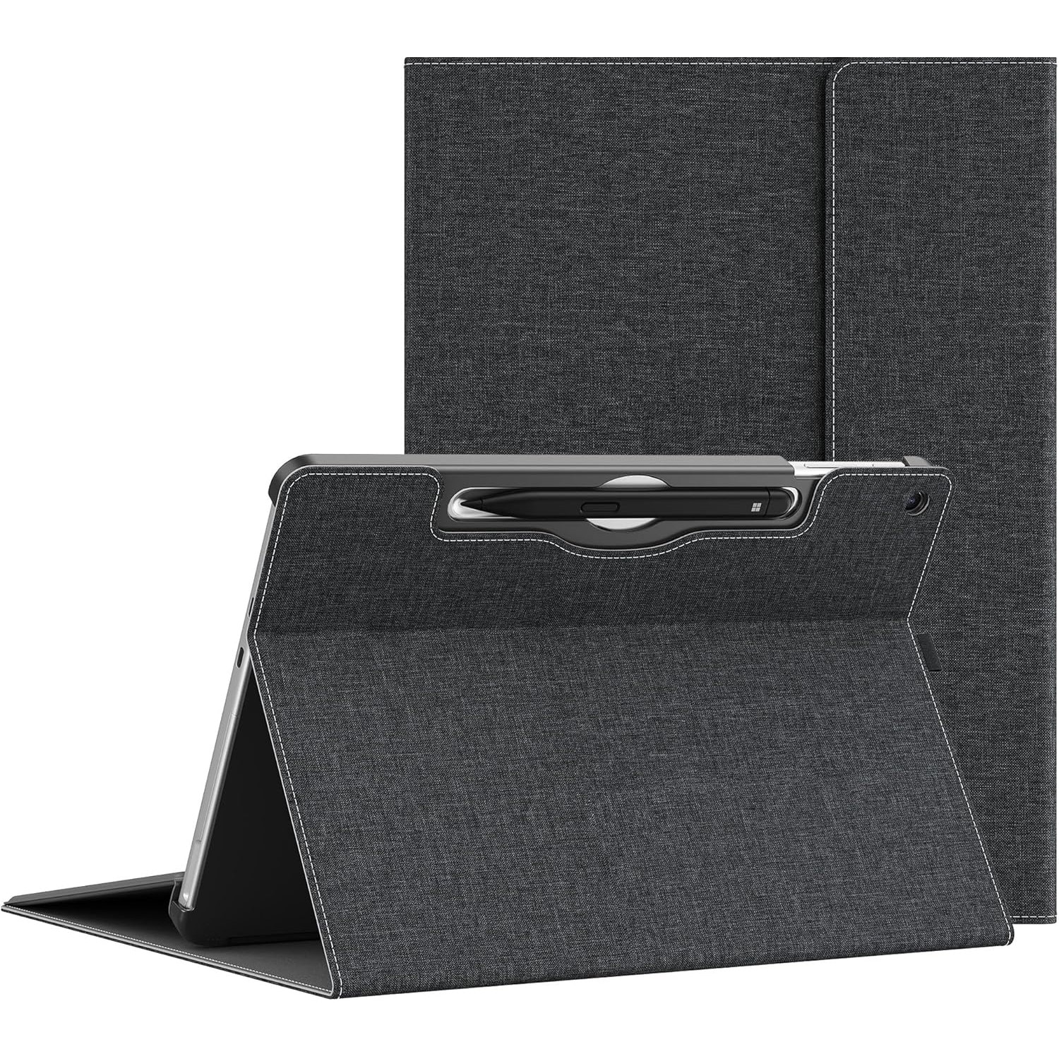 Husa Pentru Tableta compatibila cu Microsoft Surface Pro 12, 12 inch, piele PU, cu tava pentru stilouri, functie automata trezire/sleep, design subtire, rezistent la zgarieturi, Negru
