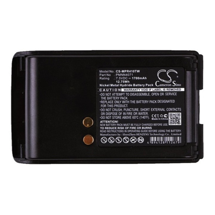 Cameron sino ni-mh akkumulátor, 7.5v, 1700mAh, kompatibilis motorola pmnn4071 kompatibilis-vel