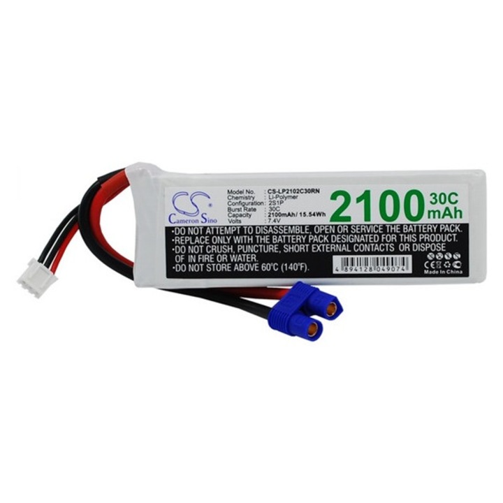 Cameron sino li-polymer akkumulátor, 7.4v, 2100mAh, kompatibilis rc cs-lp2102c30rn kompatibilis-vel