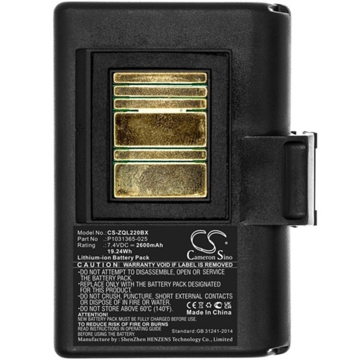 Cameron sino li-ion akkumulátor, 7.4v, 2600mAh, kompatibilis zebra at16004 kompatibilis-vel