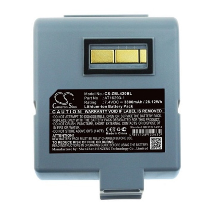 Cameron sino li-ion akkumulátor, 7.4v, 3800mAh, kompatibilis zebra at16293-1 kompatibilis-vel