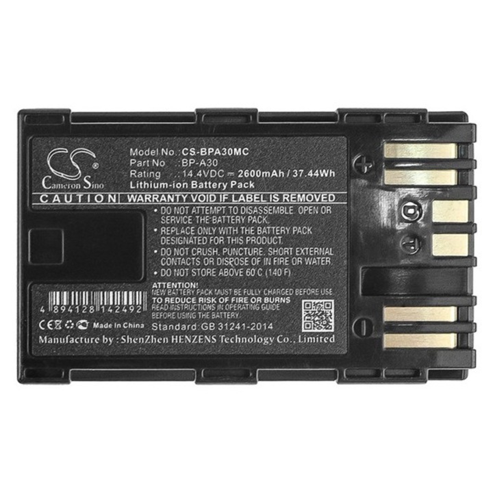 Cameron sino li-ion akkumulátor, 14.4v, 2600mAh, kompatibilis canon bp-a30 kompatibilis-vel