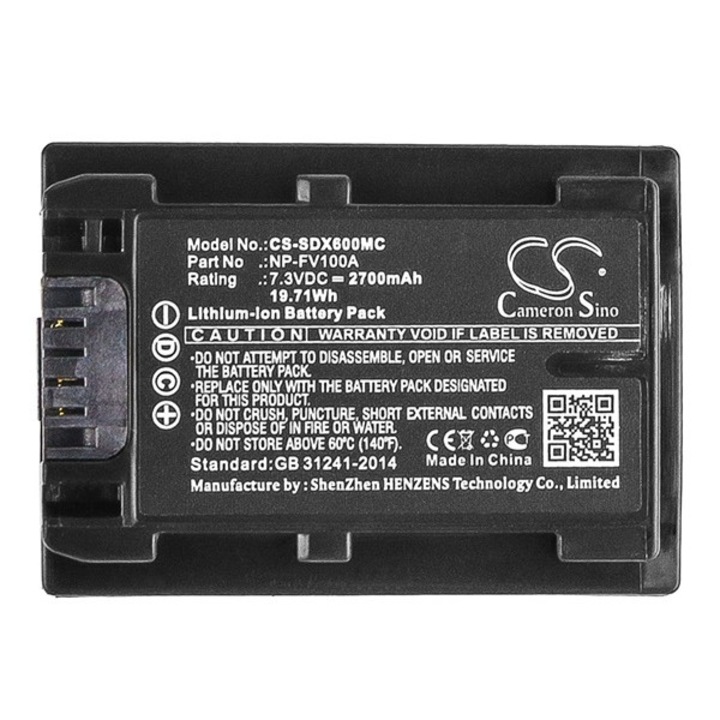 Cameron sino li-ion akkumulátor, 7.3v, 2700mAh, kompatibilis sony np-fv100a kompatibilis-vel
