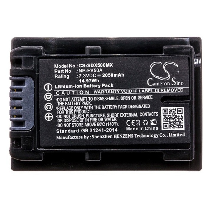 Cameron sino li-ion akkumulátor, 7.3v, 2050mAh, kompatibilis sony np-fv50a kompatibilis-vel
