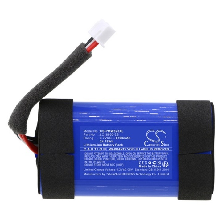 Cameron sino li-ion akkumulátor, 3, 7v, 6700mAh, kompatibilis pure lc18650-2s kék-vel