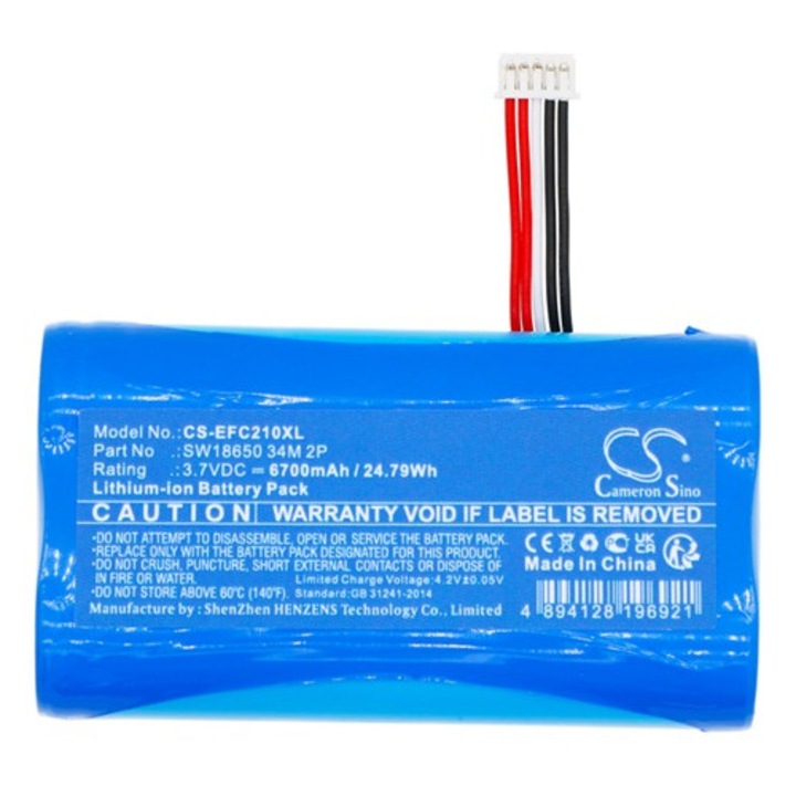 Cameron sino li-ion akkumulátor, 3, 7v, 6700mAh, kompatibilis eufy sw1865034m2p kék-vel