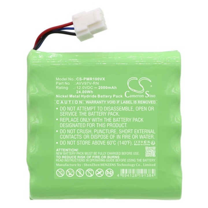 Cameron sino ni-mh akkumulátor, 12, 0v, 2000mAh, kompatibilis panasonic avv97v-rn zöld-vel