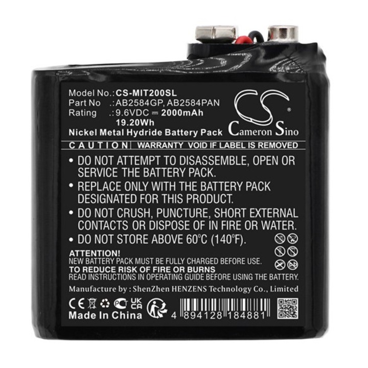 Cameron sino ni-mh akkumulátor, 9.6v, 2000mAh, kompatibilis megger ab2584gp -vel
