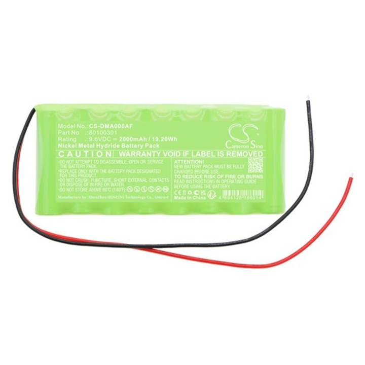 Cameron sino ni-mh akkumulátor, 9.6v, 2000mAh, kompatibilis dorma 80100301 zöld-vel