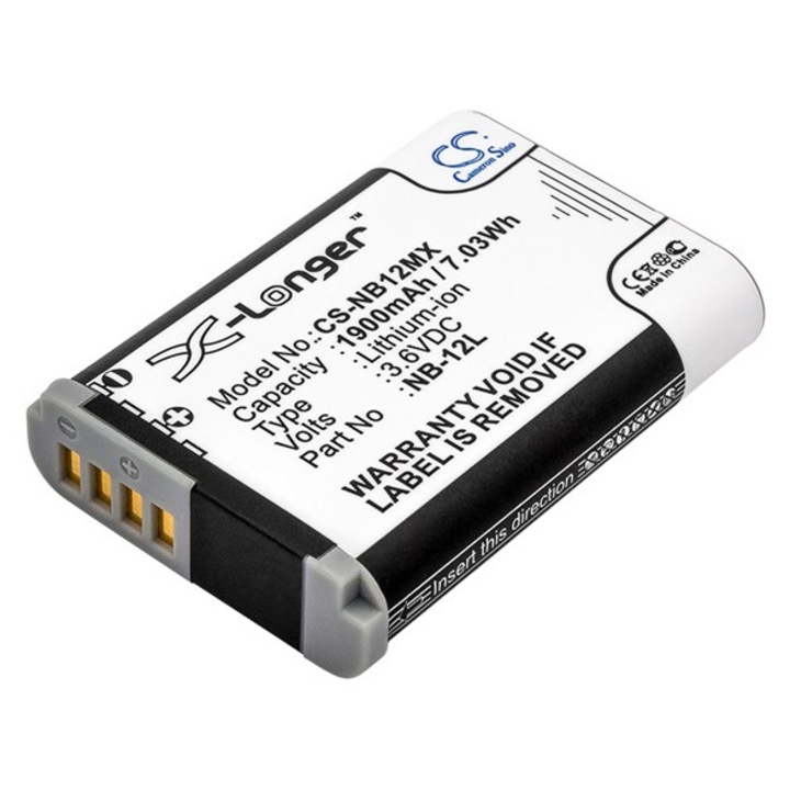 Cameron sino li-ion akkumulátor, 3.6v, 1900mAh, kompatibilis canon nb-12l -vel