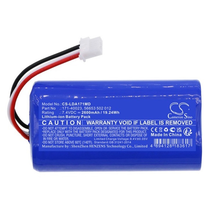Cameron sino li-ion akkumulátor, 7.4v, 2600mAh, kompatibilis laerdal 171-40023 kék-vel