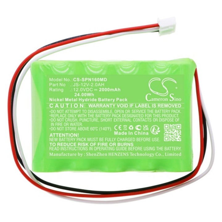 Cameron sino ni-mh akkumulátor, 12.0v, 2000mAh, kompatibilis sinomdt js-12v-2.0ah zöld-vel