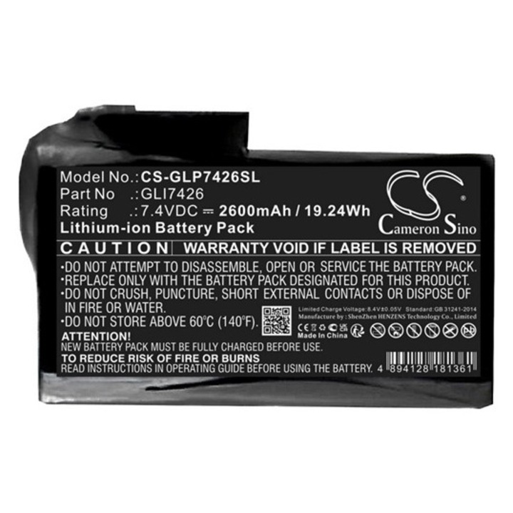Cameron sino li-ion akkumulátor, 7.4v, 2600mAh, kompatibilis glovii gli7426 -vel
