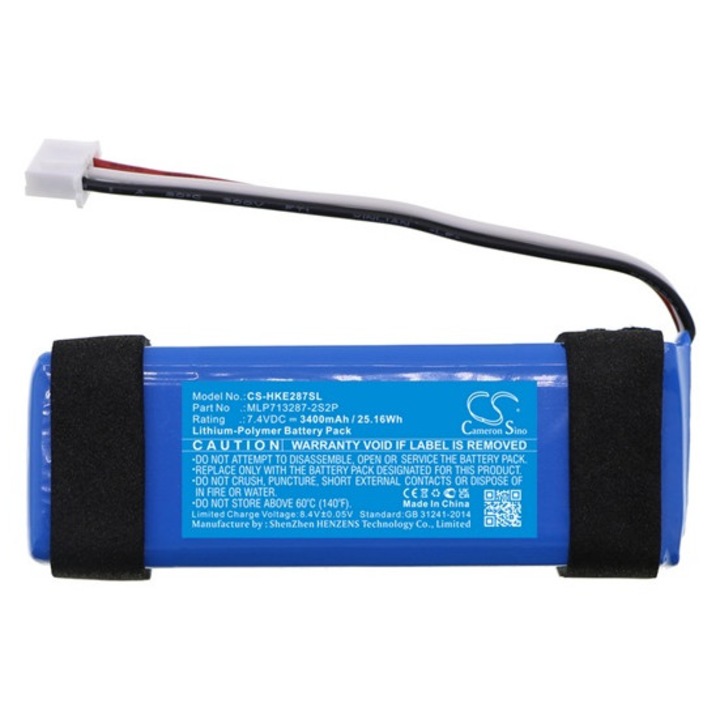 Cameron sino li-polymer akkumulátor, 7.4v, 3400mAh, kompatibilis harman, kardon mlp713287-2s2p kék-vel