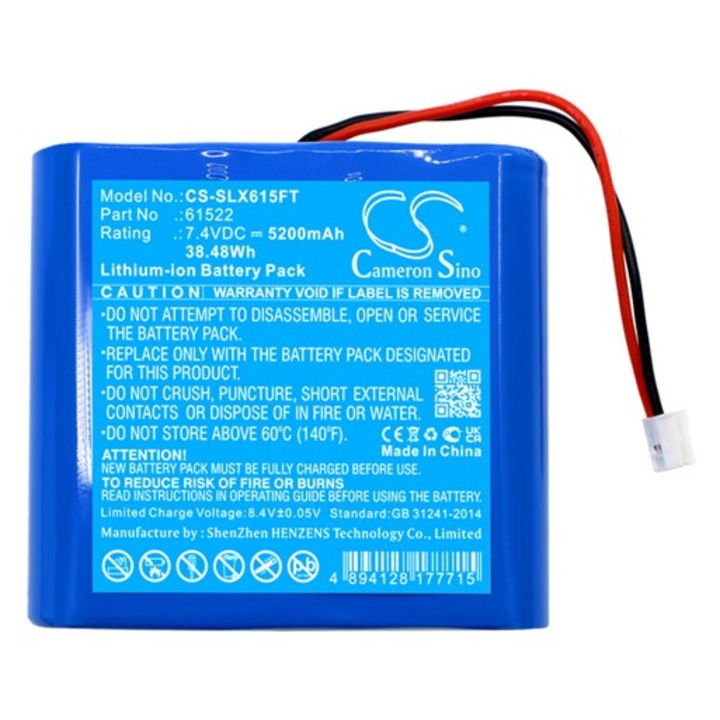 Cameron sino li-ion akkumulátor, 7.4v, 5200mAh, kompatibilis streamlight 61522 kék-vel
