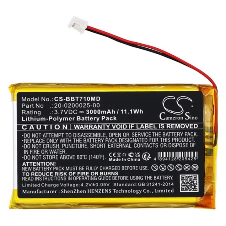 Cameron sino li-polymer akkumulátor, 3.7v, 3000mAh, kompatibilis bistos 20-0200025-00 -vel