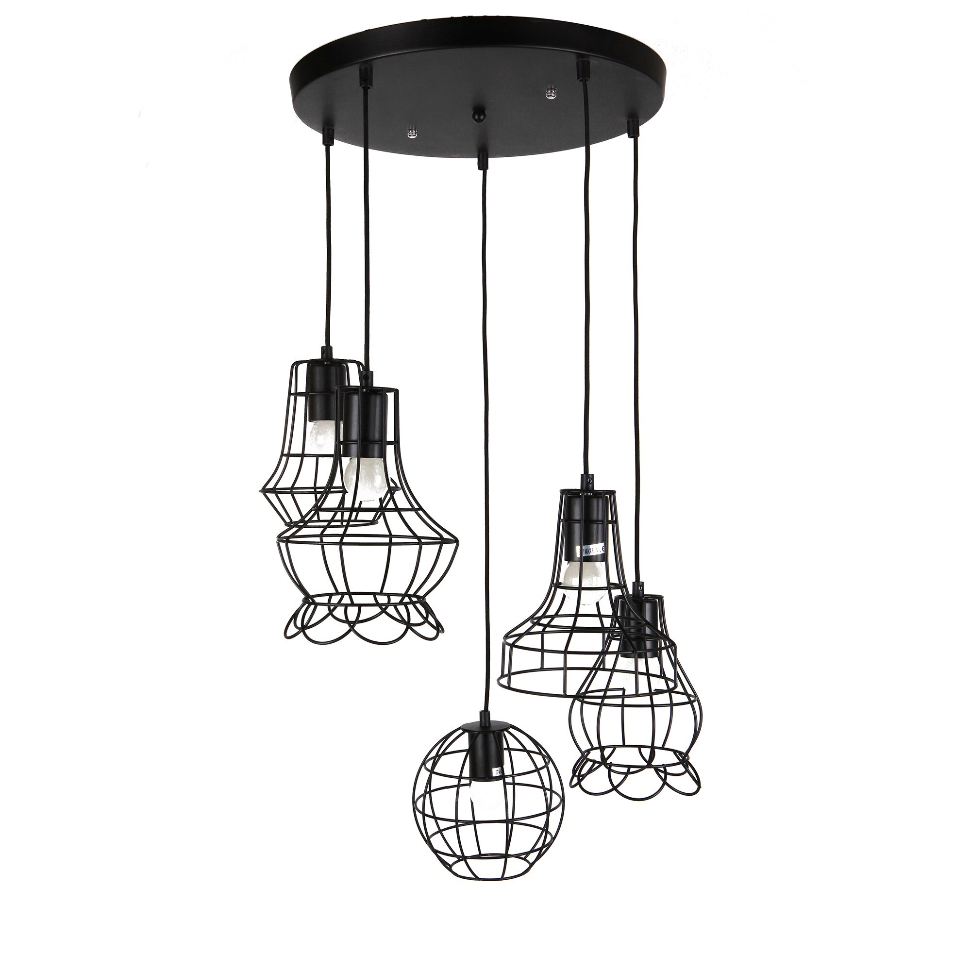 Lustra tip industrial, metalica cu 5 abajururi