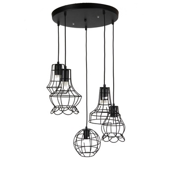 Lustra tip industrial, metalica cu 5 abajururi Lustra tip industrial, metalica cu 5 abajururi