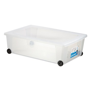 Cutie universala STEFANPLAST SPA, Cu rotite, 59x3918.5cm, 30l, Plastic, Alb/Transparent Cutie universala STEFANPLAST SPA, Cu rotite, 59x3918.5cm, 30l, Plastic, Alb/Transparent