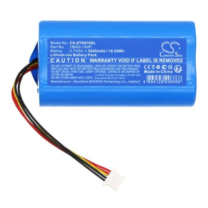 Cameron sino li-ion akkumulátor, 3.7v, 5200mAh, kompatibilis xtool 18650-1s2p kék-vel